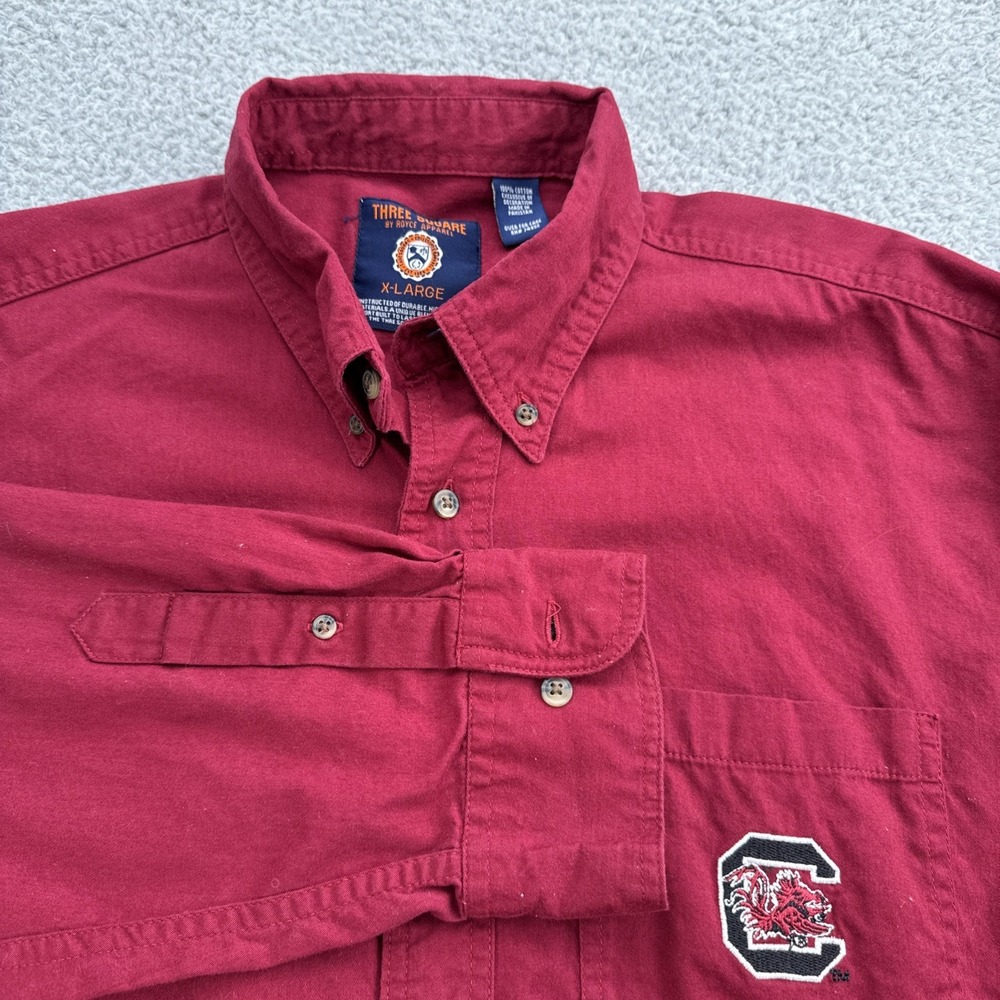 South Carolina Gamecocks Shirt Mens XL L/S Button Down Red Cotton Back Logo